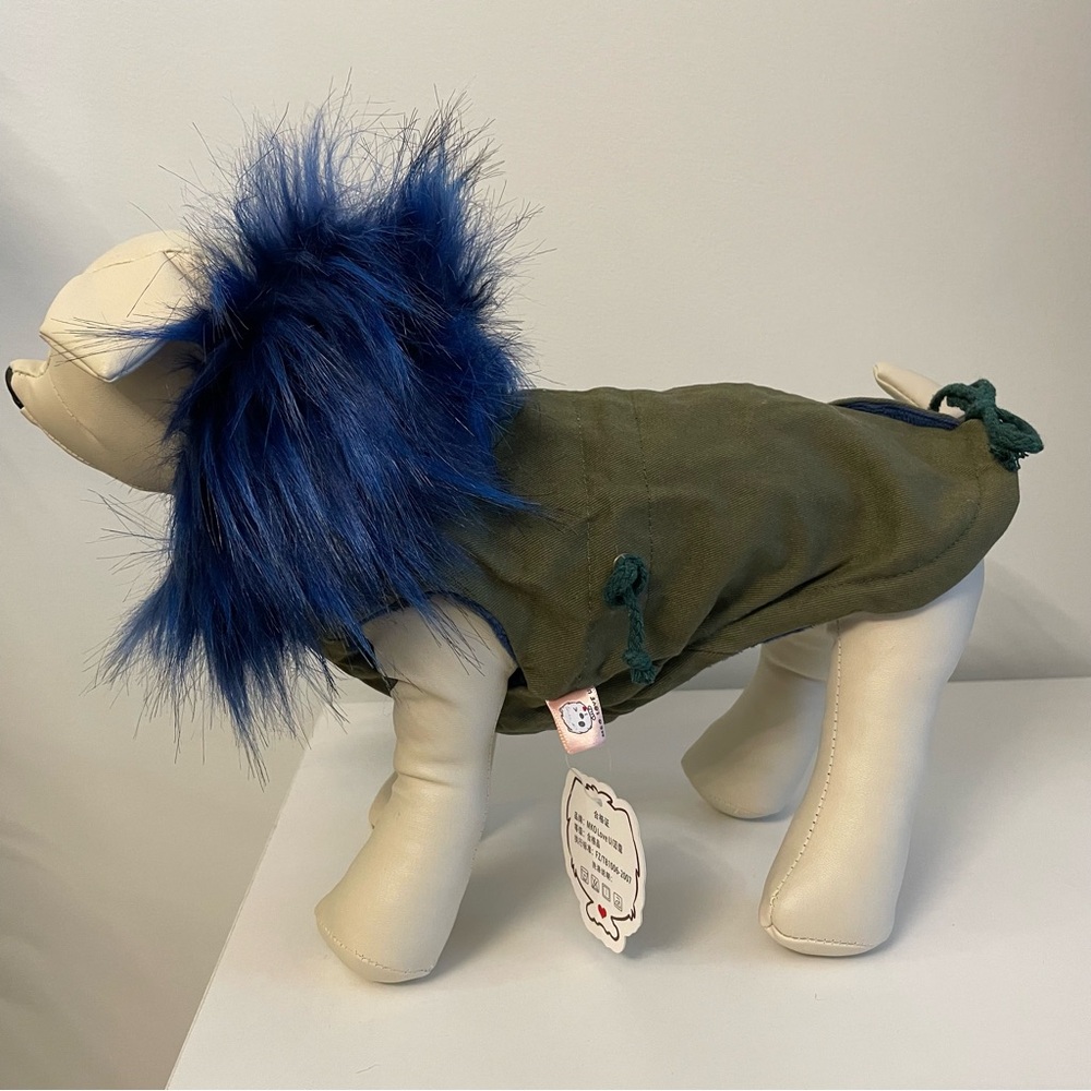 🎊HOST PICK🎊 NWT Dog Khaki Coat with Blue Fur Collar